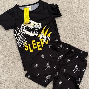 Black Dinosaur Skeleton Kids Pajamas